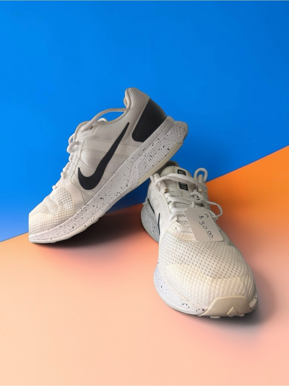 Nike Men’s White Athletic Mesh Sneakers with Black Swoosh